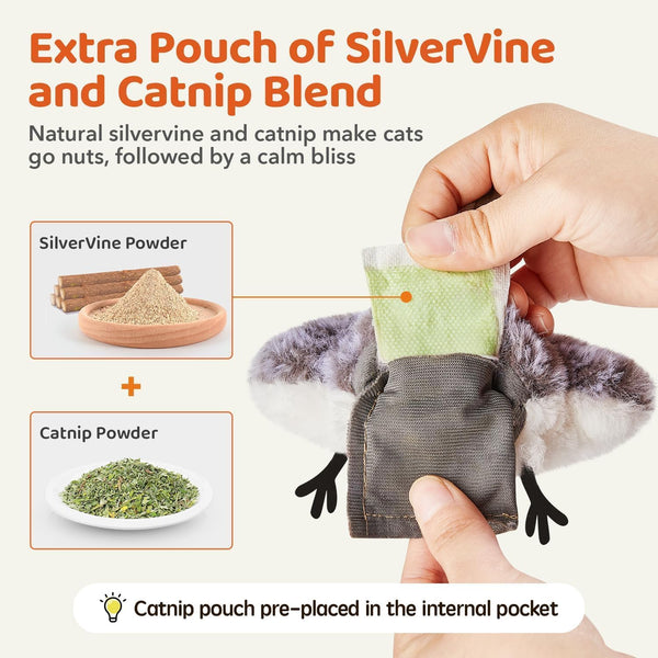Potaroma Cat Toys Flapping Bird (No Flying), Lifelike Sandpiper Chirp Tweet, Rechargeable Touch Activated Kitten Toy Interactive Cat Exercise Toys for All Breeds Cat Kicker Catnip Toys 4.0" | Lifelike Sandpiper Chirp, Touch Activated, Rechargeable Kitten Kitty Exercise Catnip Kicker for All Breeds 4.0 Inches7
