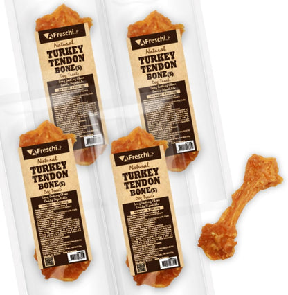 A Freschi Srl Turkey Tendons for Dogs, Usa-Sourced Human Grade, Rawhide-Free Long-Lasting Puppy Chews, All Natural Hypoallergenic Dog Treats for Small Breeds, Strips, 3Oz Pack16