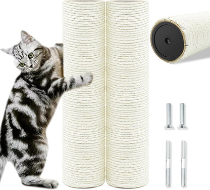 Cat Scratching Post Replacement Pole, 2 PCS 15.7In Cat Tree Replacement Post, Natural Sisal Cat Tree Replacement Parts with M8 Screws, Cat Scratch Post for Refurbishment (15.7In/40Cm)14