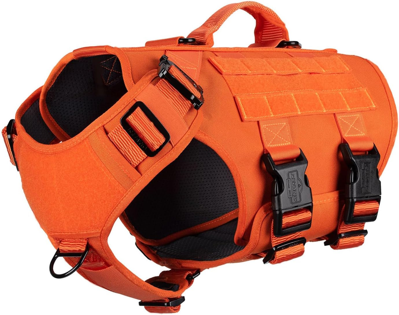icefang-no-pull-tactical-dog-harness-for-large-dogs-adjustable-dog-vest-control-handle-molle-panel-front-hook-3-leash-clips-soft-padded-for-walking-training-pink-large