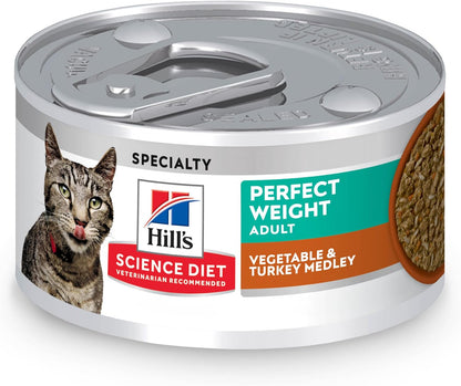 Hill'S Science Diet Adult Perfect Weight Wet Cat Food Variety Pack | #1 Veterinarian Recommended, Vegetable & Chicken and Liver & Chicken, 2.9 Oz. Cans, 12-Pack13