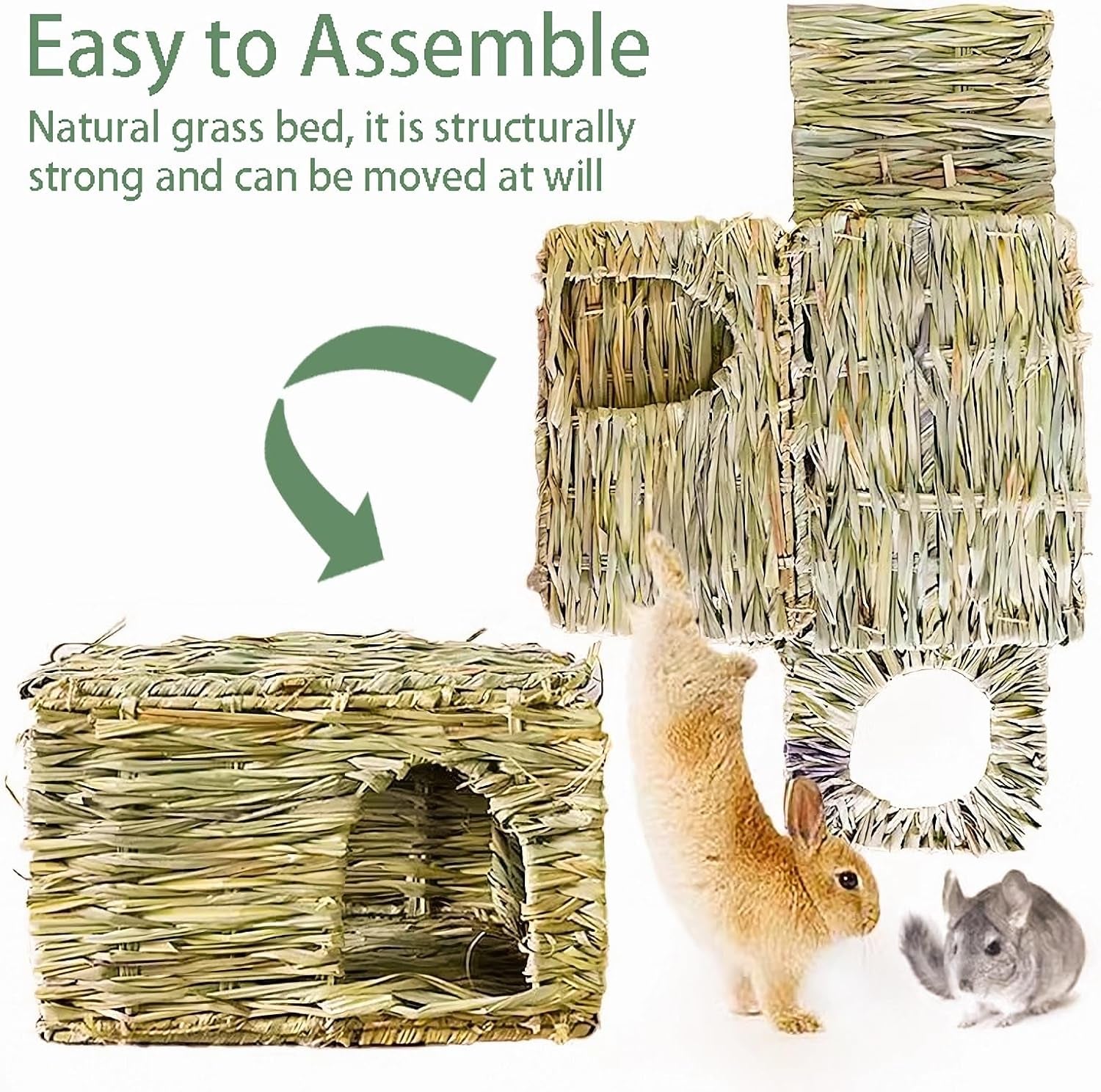 wuweot-2-pack-large-grass-bunny-house-foldable-rabbit-hut-play-hideaway-bed-hay-mat-chew-toy-for-rabbit-guinea-pigs-gerbils-hamster-and-small-animals-11x8x8