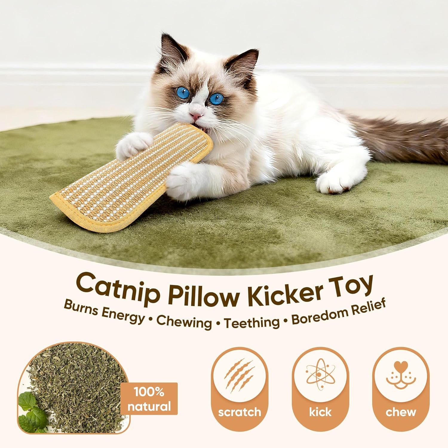 sisal-catnip-pillow-toy-kickers-2-pack-interactive-catnip-toys-with-organic-8000mg-herbal-blend-for-indoor-scratching-chewing-teething-fun-for-kittens-and-adult-cats