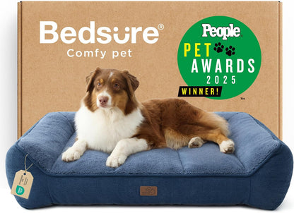 Bedsure Supportmax™ XL Orthopedic Dog Beds Large Sized Dog - Extra Thick Supportive Dogs Couch with Waterproof Washable Cover, Extra Large Comfort Pet Sofa with Soft Sherpa & Nonskid Bottom, Grey, 42"21