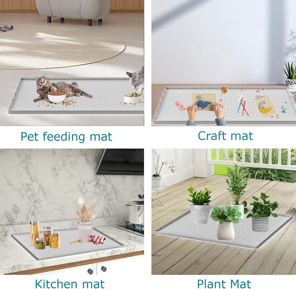 Cat Litter Mat for Litter Box, Silicone Large Cat Litter Trapping Mat - 40X28 In, Waterproof & Non-Slip, Durable & Easy Clean, Light Gray7