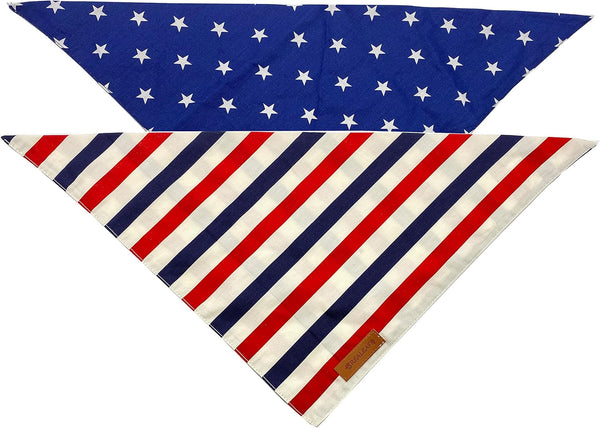 Realeaf 4Th of July Dog Bandanas 2 Pack, Reversible American Flag Pet Scarf for Boy and Girl, Premium Durable Fabric, Patriotic Bandana for Large and Extra Large Dogs (X-Large)3