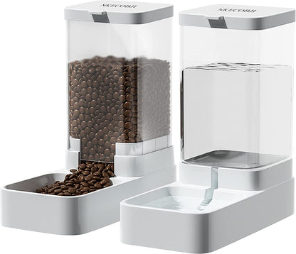 NKECOBJI Gravity Pet Feeder and Water Dispenser Set, Automatic Dog Feeder and Dog Water Dispenser for Dogs Cats Pets Animals Large Capacity(3.8L)1