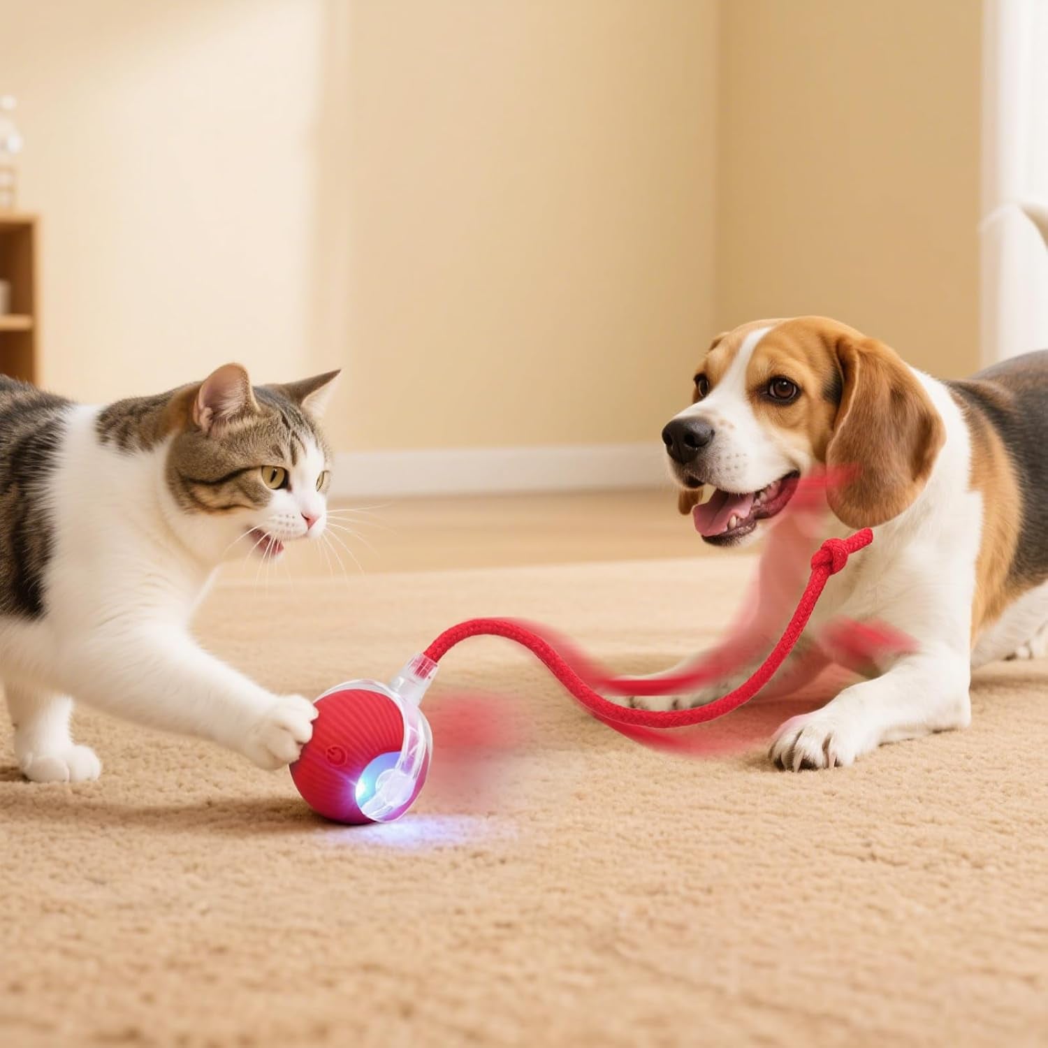 smart-interactive-automatic-electric-rolling-moving-rechargeable-motion-activated-self-play-electronic-stimulation-chase-teaser-ball-toy-with-rope-for-indoor-bored-adult-cat-and-dog-red
