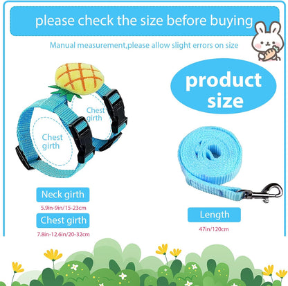 4 Sets Adjustable Bunny Rabbit Harness and Leash Set Small Pet Cute Vest Harness Leash Ferret Harness Guinea Pig Harness Ferret Leash with Decorations for Bunny Kitten Puppy, Small Pets6