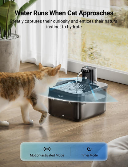 Downypaws Cat Water Fountain Cordless, Pet Fountain, 84Oz/2.5L, Black | Wireless Cat Drinking Water Fountains for Cats Indoor, Fursink , Battery Operated, Motion Sensor, Ultra Quiet Pump, Bpa-Free3