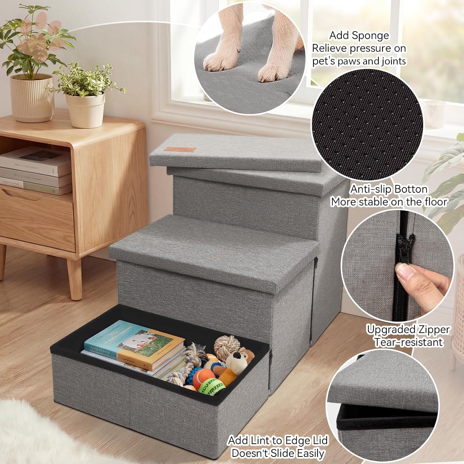 zerbuger-wider-dog-ramp-for-high-bed-with-storage-18-h-foldable-dog-stairs-for-small-medium-large-older-senior-animal-sturdy-dog-step-for-climbing-bed-or-couch-arthritis-friendly-gray-no-condo