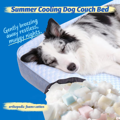 WATANIYA PET Cooling Dog Bed, Washable Cooling Mat for Large Dogs with Removable Cover, Self Cooling Couch Cover for Dog, Non-Slip Dog Couch Bed, 41X37 Inch, Blue5