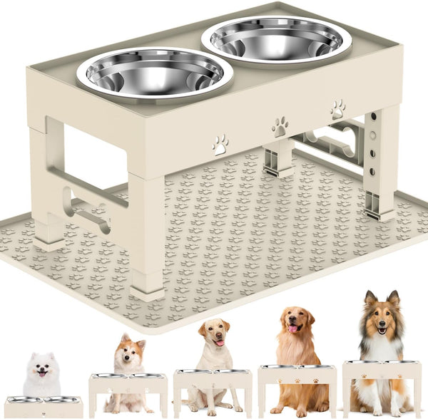 Elevated Dog Bowls with 2 Stainless Steel Bowls, 5-Height Adjustable Stand (3.1", 9" to 12"), for Improved Digestion & Neck Support, Easy Clean, Non-Slip Base Raised Feeder for Medium Large Dogs14