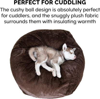 Furhaven Soft & Cozy Dog Bed for Medium/Small Dogs, Refillable W/ Removable Washable Cover & Liner, for Dogs up to 35 Lbs - Plush Faux Fur Bean Bag Style Ball Bed - Espresso, Medium8