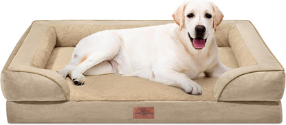 Comfort Expression Orthopedic Dog Bed for Extra Large Dogs with Bolster | Waterproof Dog Couch Bed with Washable Cover & Non-Slip Bottom, Supportive Egg Crate Foam XL Pet Bed, 42X30 Inch186