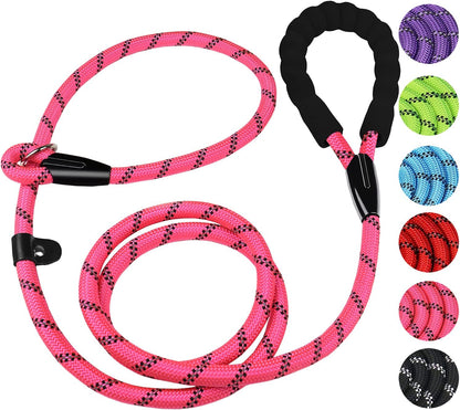 Dog Leash, 6 FT Heavy Duty Dog Leashes, Durable Premium Quality Strong Rope Slip Leash with Comfortable Padded Handle and Highly Reflective Threads for Small Medium and Large Dogs. (Black)18