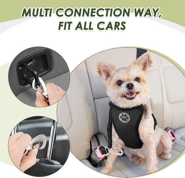 Slowton Dog Seatbelt, 2 Pack Dog Seat Belt Car Leash Adjustable Elastic Bungee Buffer Heavy Duty Nylon Reflective Pet Safety Tether Connect to Dog Harness for Travel Riding in Vehicle (Daul Clip, B)6