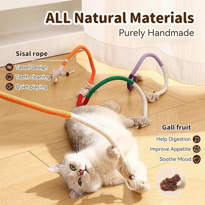 Interactive Cat Toys for Indoor Cats, 3 Chew Ropes 1 Silvervine Stick | with Gall Fruit, Refillable Catnip, Interactive Kitten Toys & Teething Toys, Safe Teeth Cleaning for All Breeds (19.5 Inches)3