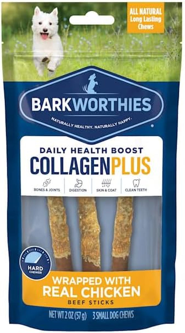Barkworthies 6 Inch Chicken Wrapped Collagen Sticks - 2 Oz (Pack of 3) - Protein-Focused, Durable1
