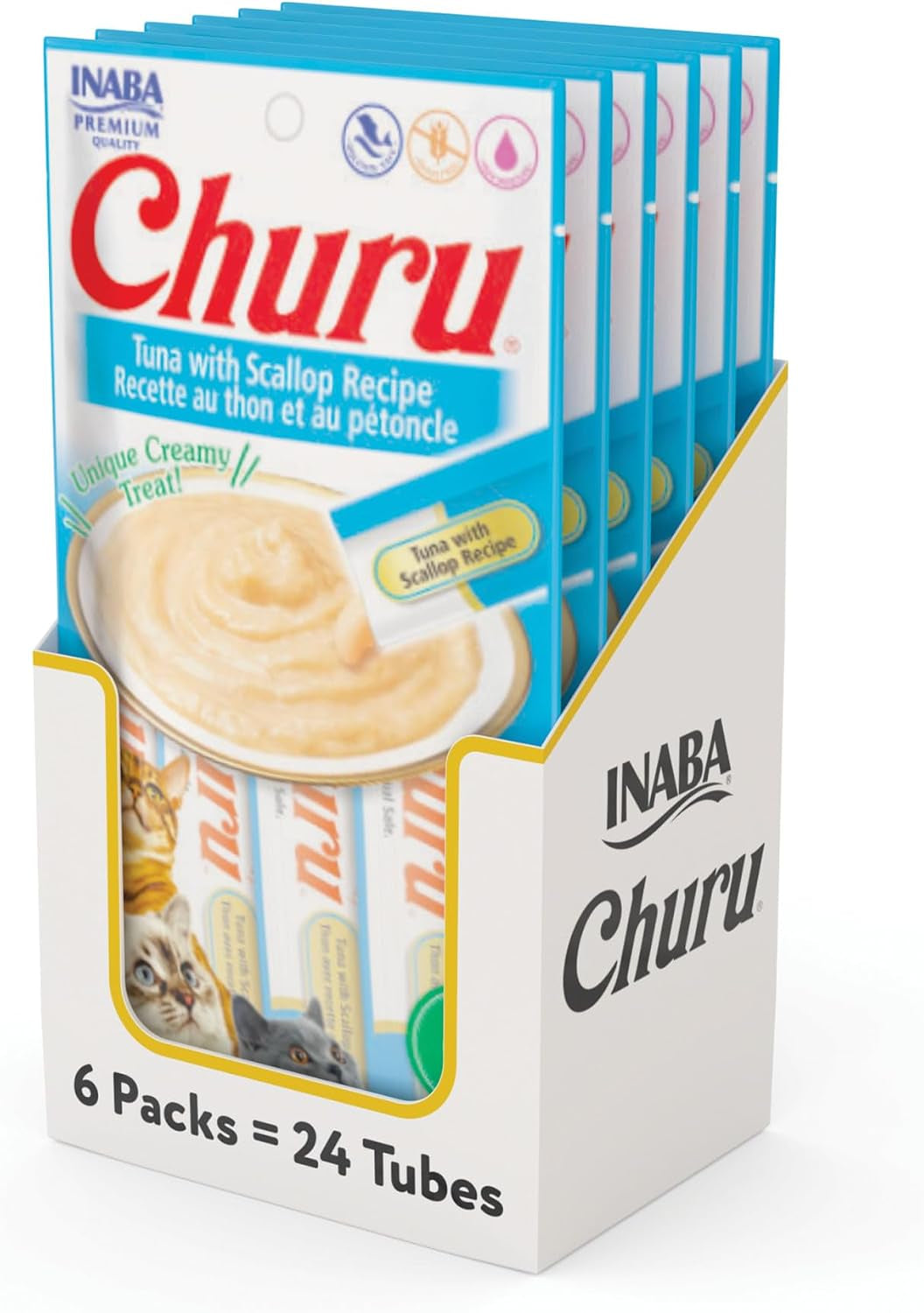 inaba-churu-cat-treats-lickable-squeezable-creamy-puree-cat-treat-with-green-tea-extract-taurine-0-5-ounces-each-tube-24-tubes-4-per-pack-chicken-recipe