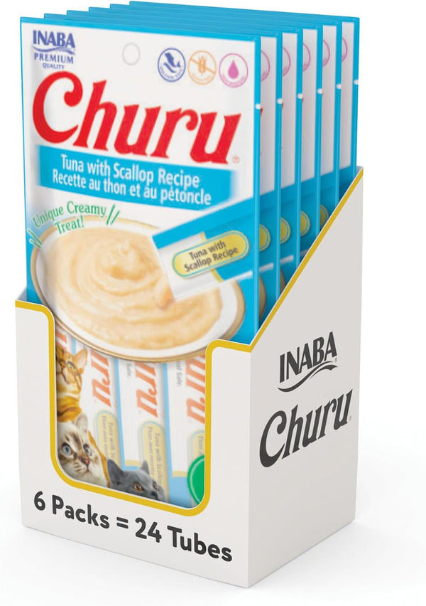 INABA Churu Cat Treats, Lickable, Squeezable Creamy Purée Cat Treat with Green Tea Extract & Taurine, 0.5 Ounces Each Tube, 24 Tubes (4 per Pack), Chicken Recipe27