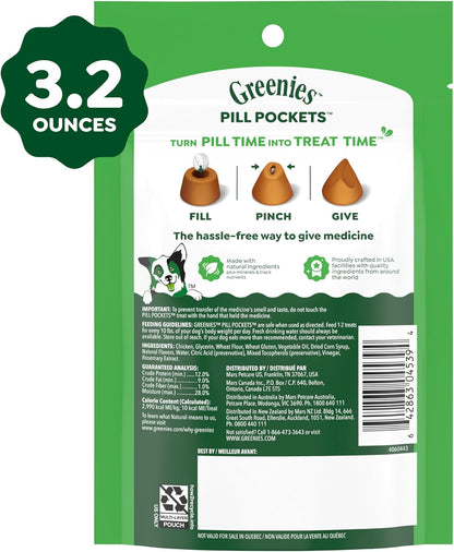 Greenies Pill Pockets Small Dog Treats, Chicken Flavor, 3.2 Oz | Vet-Recommended, Masks Pill Smell & Taste, Easy Pinch-Close Design, Stress-Free Medicating, Tablet Size, 3.2 Oz. Pouch10