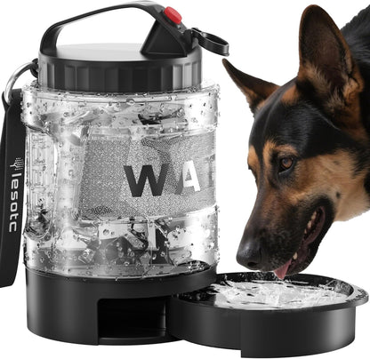 Lesotc Portable Dog Water Bowl Dispenser - 77Oz Travel Water Bottle with Pop-Out Drinking Bowl, No-Spill Design for Camping, Hiking & Car Rides - Keep Your Dog Hydrated Anywhere, Black1