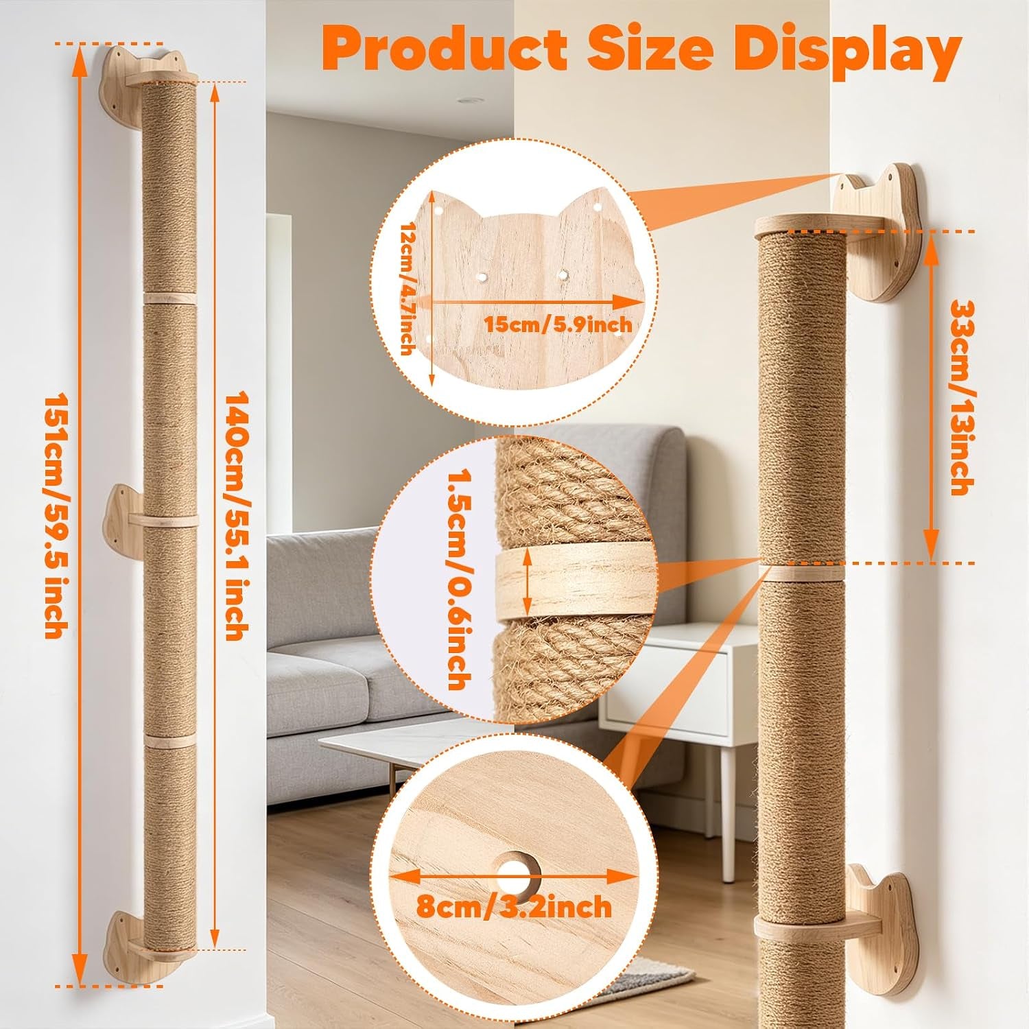 55-cat-wall-scratcher-wooden-wall-mounted-natural-jute-scratching-post-vertical-scratching-post-for-large-cats-climbing-shelves-space-saving-cat-tower-alternative-for-indoor-cats-kittens