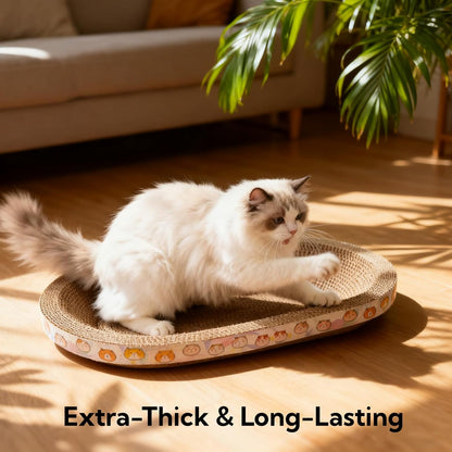 3 Pack Large Cat Scratcher Cardboard, Oval Cat Scratcher Bed Cat Scratch Pad Board Lounge Couch for Indoor Cats Bowl Shaped Cat Scratching Post Nest for Cats Grinding Claw Furniture Protector9