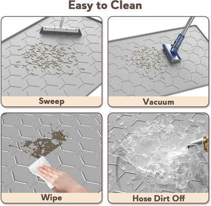 Garoopion Silicone Cat Litter Mat Large 40" X 28", Easy to Clean, Gray | Large Size Waterproof Silicone Mat with Raised Edges, Catch Litter, Protect Floor from Urine, Multi-Use for Dog/Sink/Kitchen4