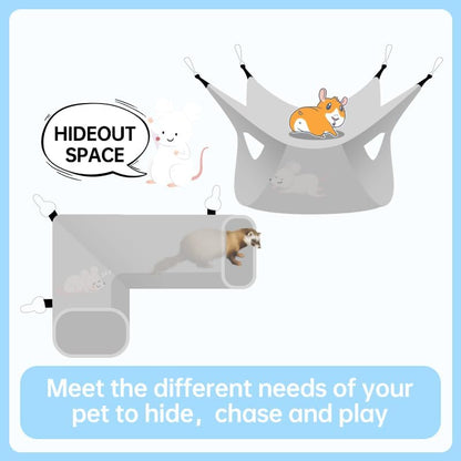 EAEDMY Guinea Pig Rat Ferret Hammock, Small Animal Corner Tunnel & Tubes & Bed for Hedgehog Piggy Chinchilla Hideout Toys and Cage Accessories3