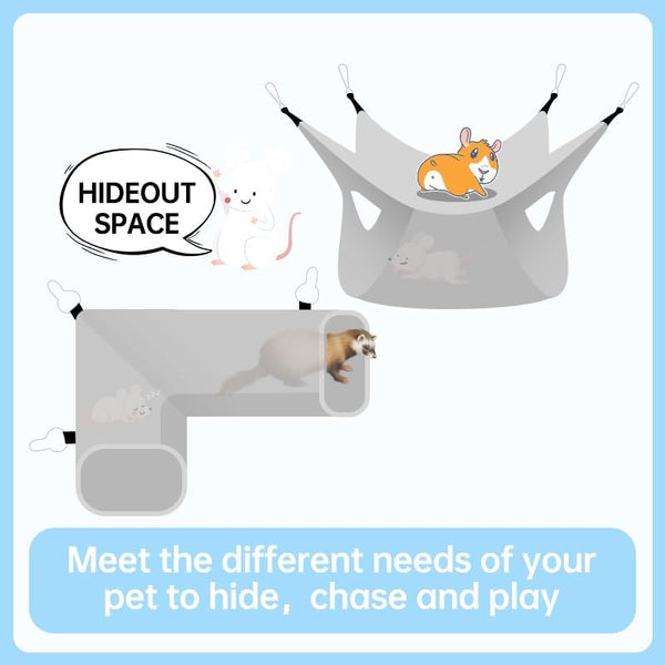 EAEDMY Guinea Pig Rat Ferret Hammock, Small Animal Corner Tunnel & Tubes & Bed for Hedgehog Piggy Chinchilla Hideout Toys and Cage Accessories3