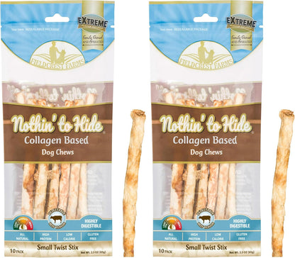 Fieldcrest Farms Nothin' to Hide Twist Stix, Beef Flavor, Easily Digestible, Supports Skin, Coat, Joints & Muscles, for Moderate Chewers under 15Lbs, 50 Pieces23