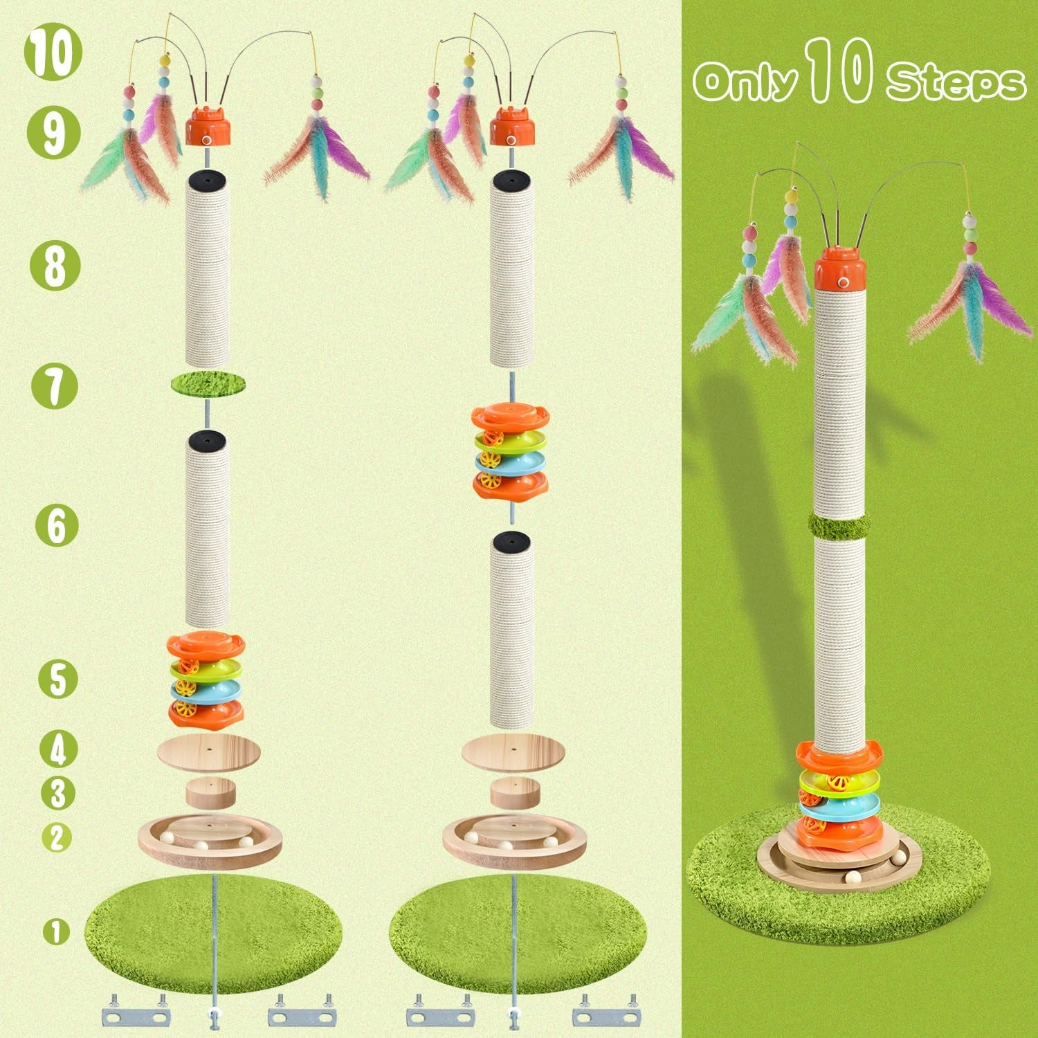 yaruomy-tall-cat-scratching-post-40-cat-scratcher-tree-cat-toys-for-indoor-cats-with-cat-toys-4-tier-roller-track-automatically-rotating-cat-teaser-wand-hanging-balls-for-kittens-adults-cats