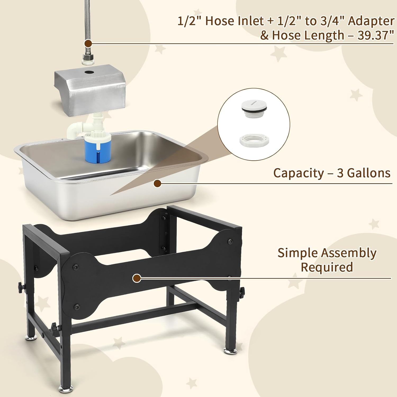 yuepet-dog-water-bowl-dispenser-automatic-3-gallon-elevated-dog-bowl-auto-fill-float-valve-4-adjustable-heights-3-gallon-capacity-stainless-steel-bowl-outdoor-use-dogs-sheep-and-goats