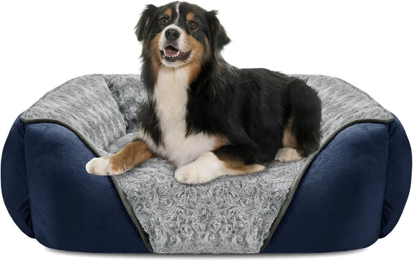 INVENHO Rectangle Washable Orthopedic Dog Bed for Small, Medium and Large Dogs, Soft Calming, Sleeping Puppy Bed Durable Pet Cuddler with Anti-Slip Bottom, S (20"X19"X6")40