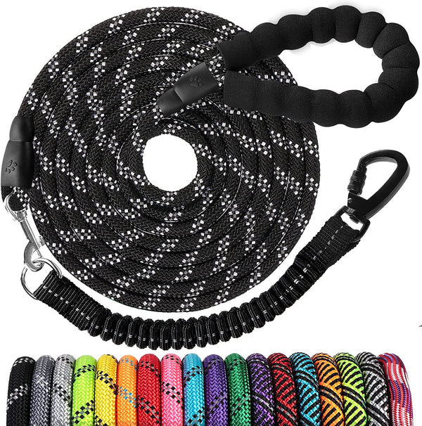 Long Dog Leash 15 FT: Heavy Duty Rope Leashes for Dogs Training with Swivel Lockable Hook Reflective Threads Bungee and Padded Handle - Dog Lead for Large Small Medium Dogs outside Walking Hiking1