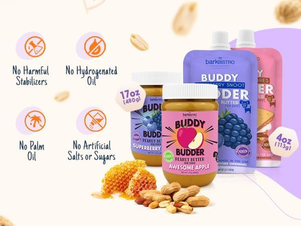 Relax Rover Buddy Budder (Stress + Anxiety), 100% Natural Dog Peanut Butter, Dog Supplment, Made in USA 17Oz6