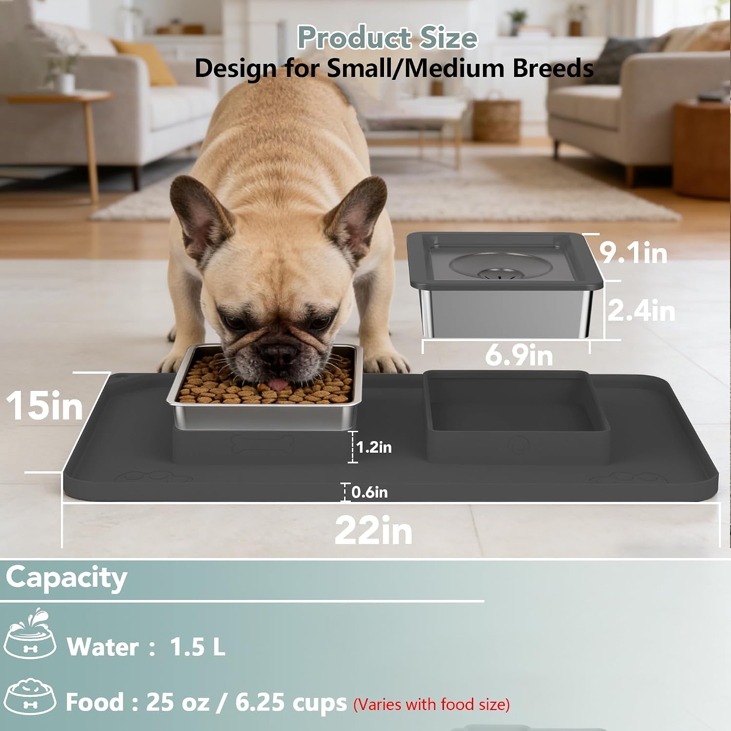 no-spill-1-5l-large-stainless-steel-dog-water-and-food-bowl-set-2-in-1-304-material-bowl-set-no-spill-water-food-floating-disk-slows-drinking-anti-slip-mat-easy-to-clean-home-travel