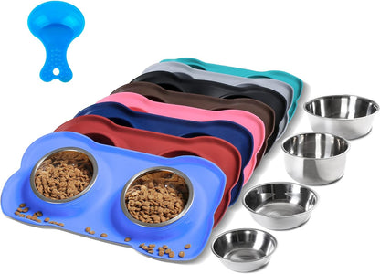 Hubulk Pet Dog Bowls 2 Stainless Steel Dog Bowl with No Spill Non-Skid Silicone Mat + Pet Food Scoop Water and Food Feeder Bowls for Feeding Small Medium Large Dogs Cats Puppies (S, Pink)19