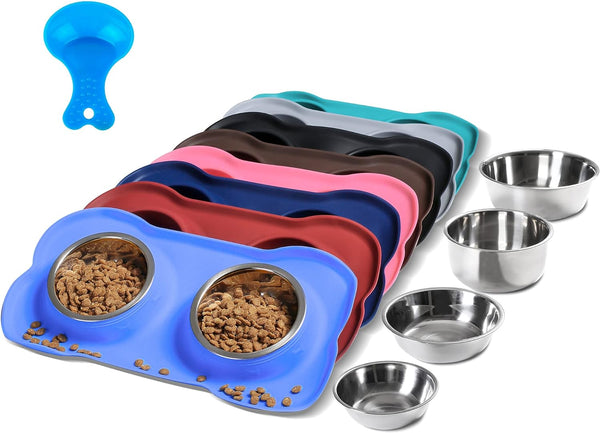 Hubulk Pet Dog Bowls 2 Stainless Steel Dog Bowl with No Spill Non-Skid Silicone Mat + Pet Food Scoop Water and Food Feeder Bowls for Feeding Small Medium Large Dogs Cats Puppies (S, Pink)19