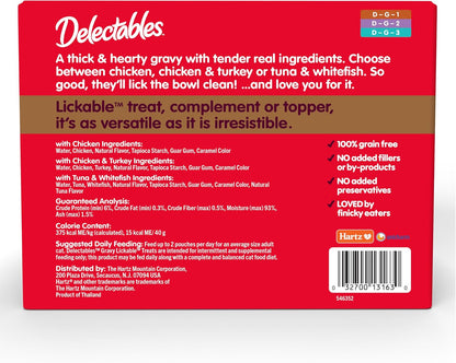 Delectables Lickable Treat Gravy Variety Wet Cat Treat & Food Topper, Food Topper, Hydrating, Grain-Free, No Fillers, No By-Products, No Added Preservatives, 1.4Oz Pouch, 30 Pack8