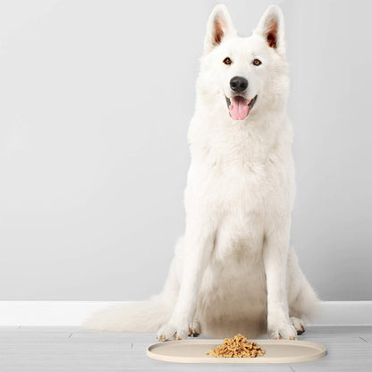 Dogbuddy Dog Food Mat - Waterproof Dog Bowl Mat, Silicone Pet Mat for Food and Water Bowls, Nonslip Pet Feeding Mat with Edges, Dogs Food Mats for Floors, Puppy Supplies (Small, White Sand)8
