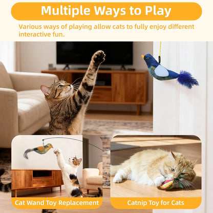Tocirelo Interactive Cat Toys Bird - Realistic Cat Interactive Toys for Indoor Cats with Catnip and Feather, 3 Pack Hanging Chirping Bird Cat Toy, Bored Kitten Kicker Chase Exercise Door Frame Toy5