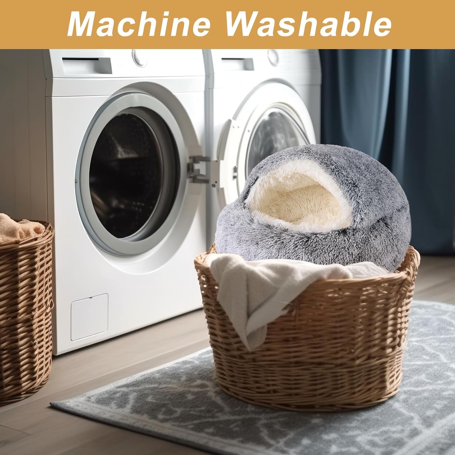 hooded-dog-bed-for-small-dogs-nest-dog-beds-washable-cute-cat-cave-bed-cozy-nook-pet-bed-for-dogs-or-cats-anti-slip-puppy-bed-fits-up-to-22-lbs-petsgrey-20-x-20