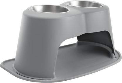 Weathertech Double High Pet Feeding System - Elevated Dog/Cat Bowls - 8 Inch High Dark Grey (DHC3208DGDG)18