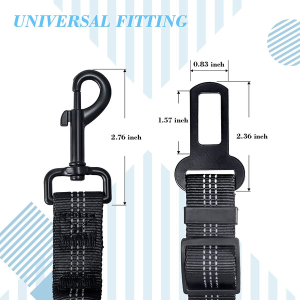 2 Pack Dog Seat Belt Adjustable Dog Car Seatbelts for Vehicle Nylon Pet Safety Seat Belt with Elastic Bungee Buffer Reflective & Durable Car Harness for Dogs2