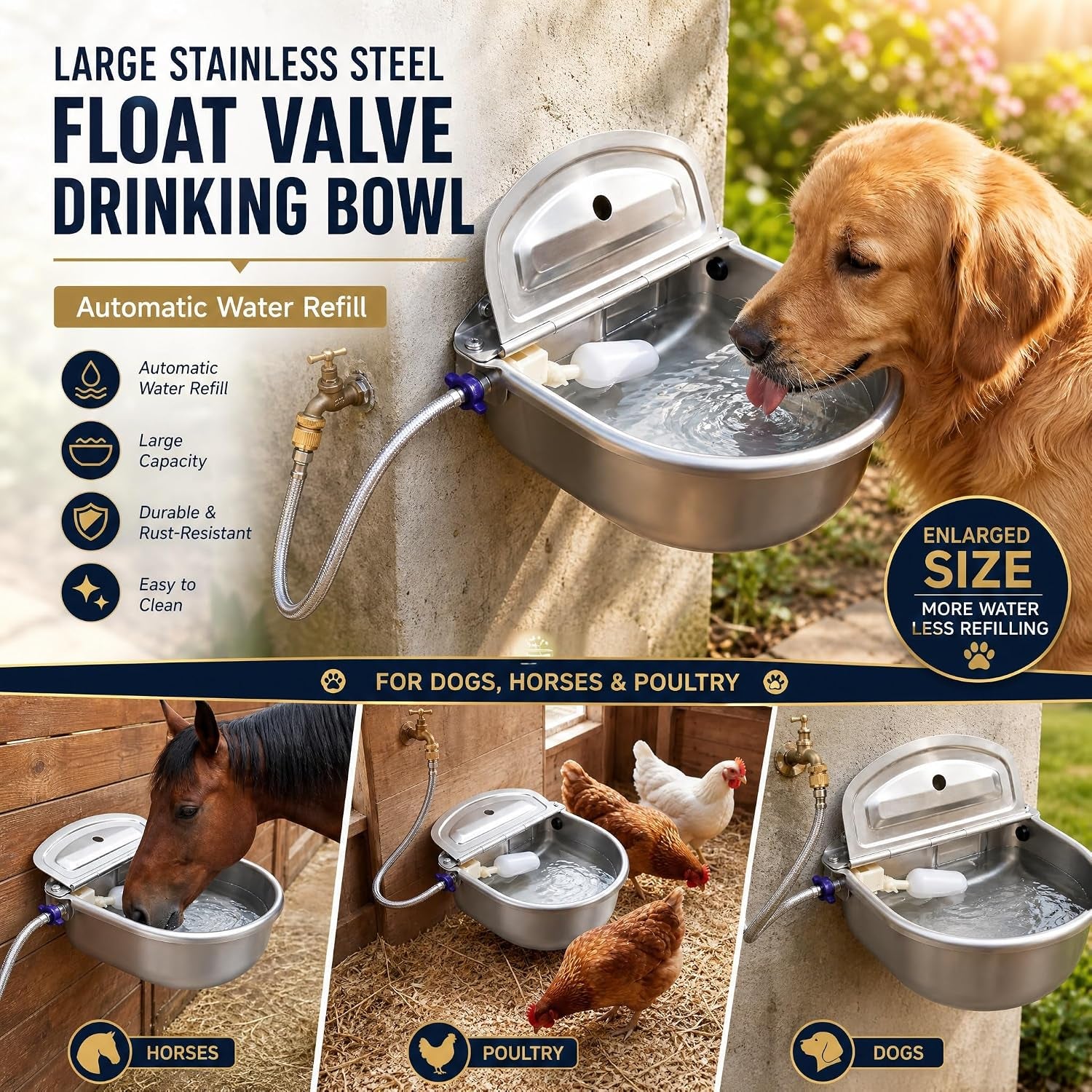 tessco-for-you-2-pack-1-2-gallon-automatic-horse-water-bowl-large-stainless-steel-dog-waterer-dispenser-with-float-valve-automatic-animal-waterer-for-dog-chicken-pig-cattle-goat-farm-4-5l-152-oz