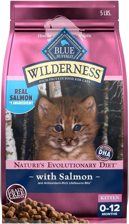 Blue Buffalo Wilderness with Chicken Natural High-Protein Grain-Free Dry Cat Food for Kittens, Real Chicken First, Antioxidant-Rich Lifesource Bits Support Immunity, DHA & ARA for Development, 5 Lbs.16