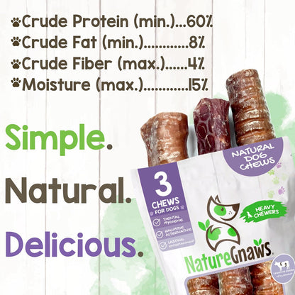 Nature Gnaws Beef Trachea Crunch Wraps for Dogs (3 Count) - Long Lasting Natural Beef Jerky Dog Chew Bones - Rawhide Free5